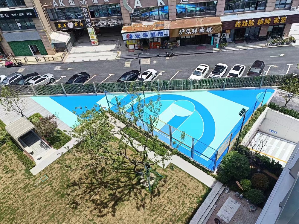 浙江绍兴硅PU网红篮球场盛大完工，打造城市运动新地标